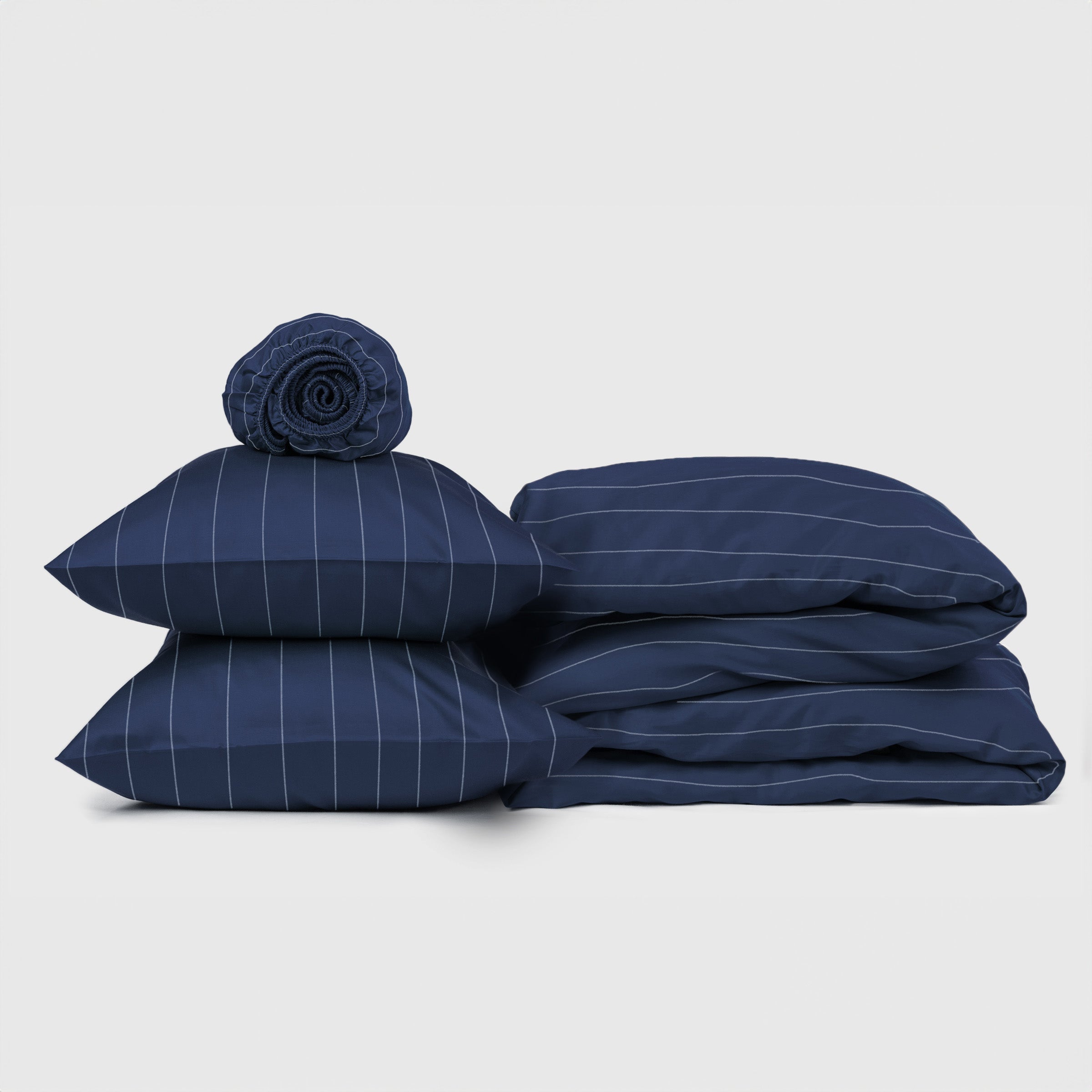 Classic Navy Pinstripes Duvet Bundle Set