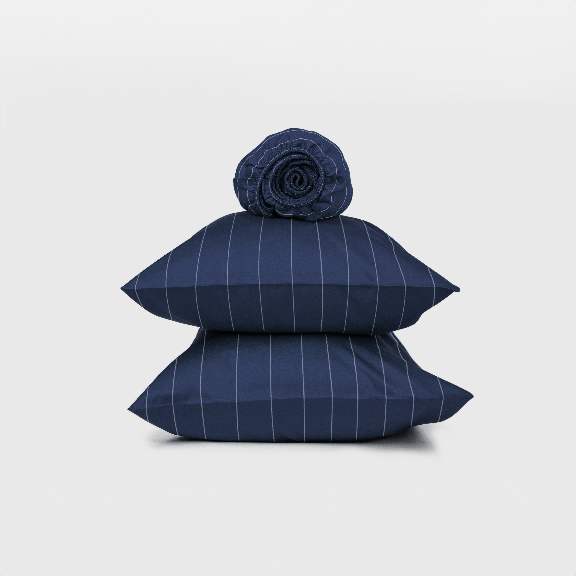Classic Navy Pinstripes Fitted Sheet Set