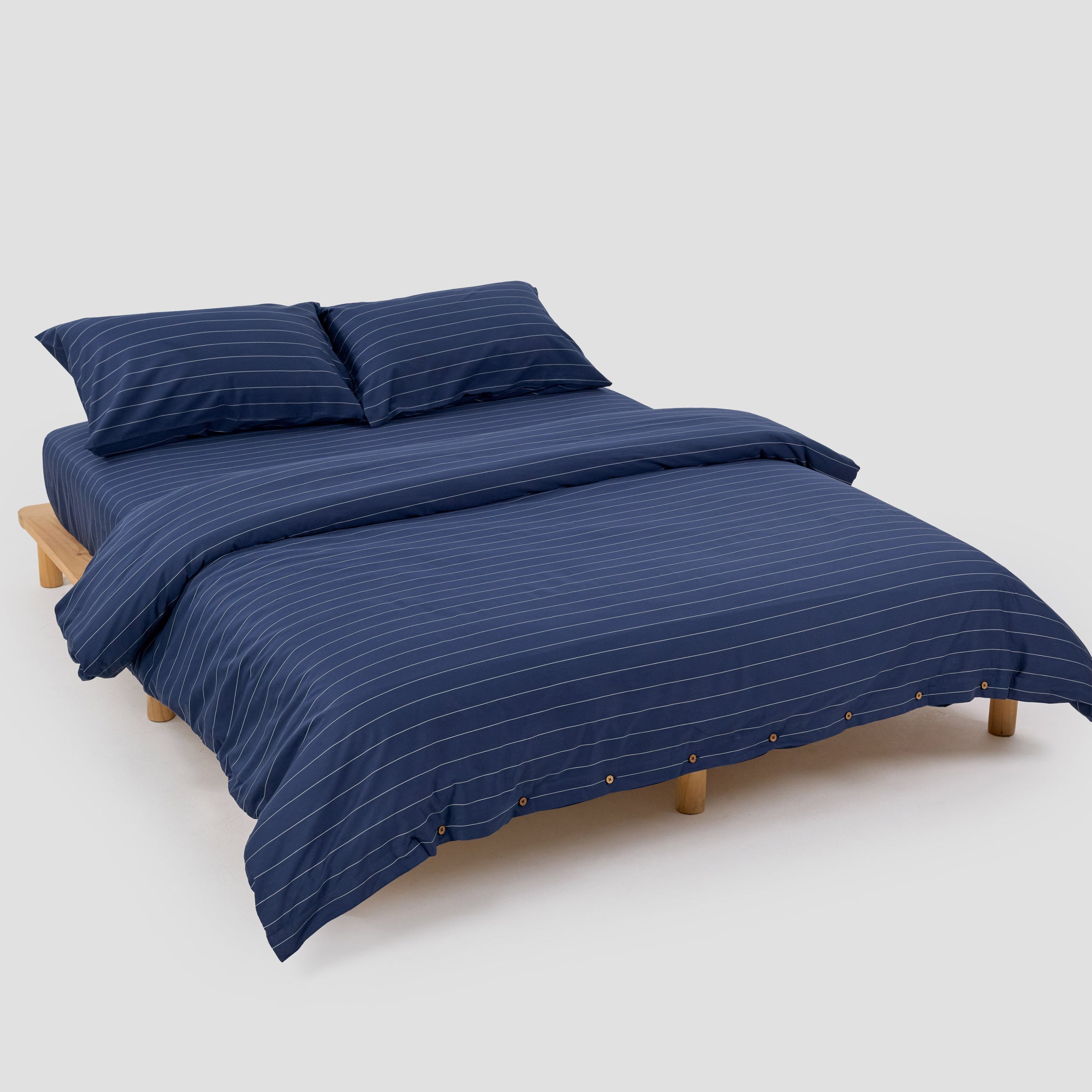 Classic Navy Pinstripes Duvet Bundle Set