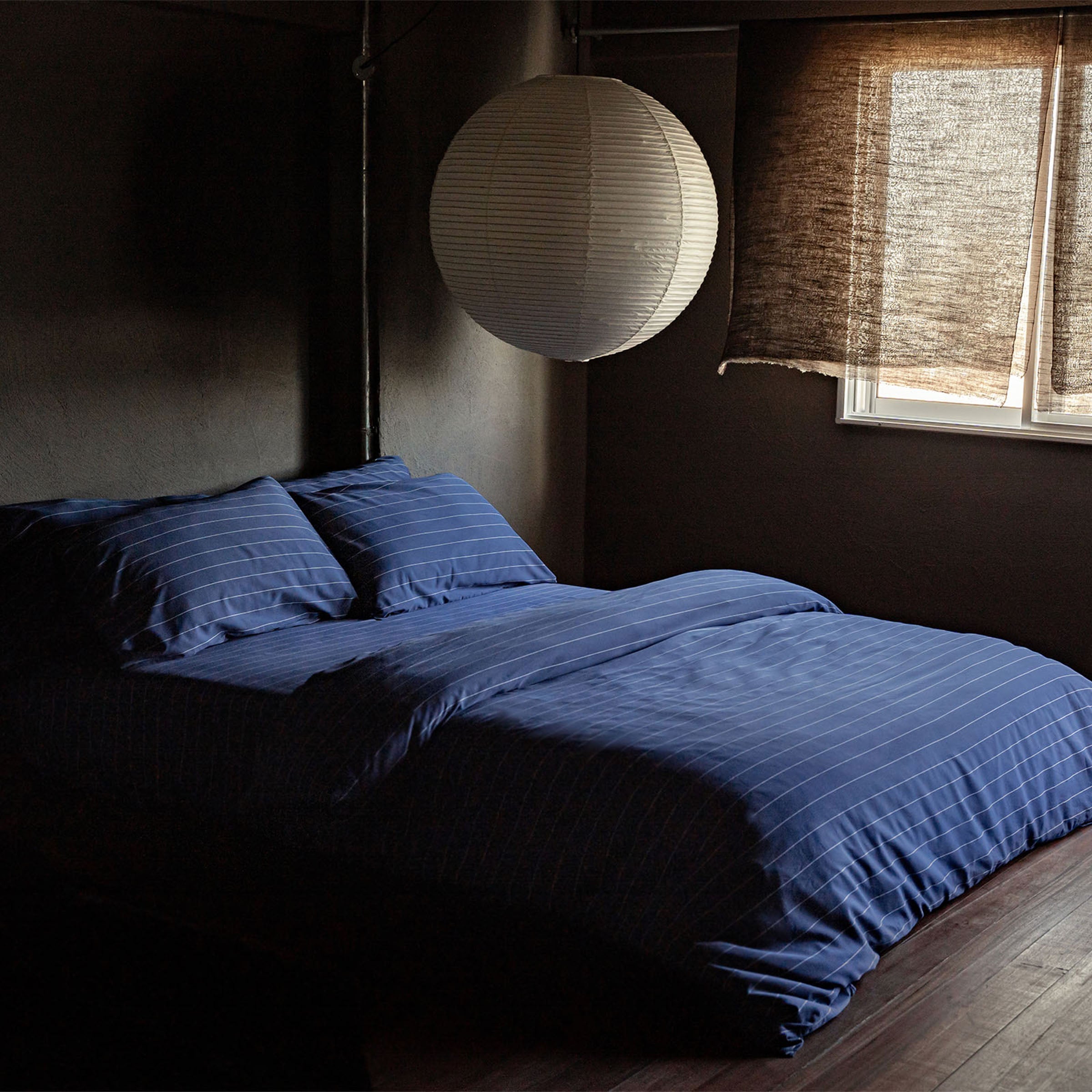Classic Navy Pinstripes Duvet Bundle Set