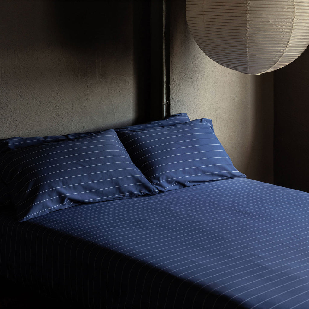 Classic Navy Pinstripes Fitted Sheet