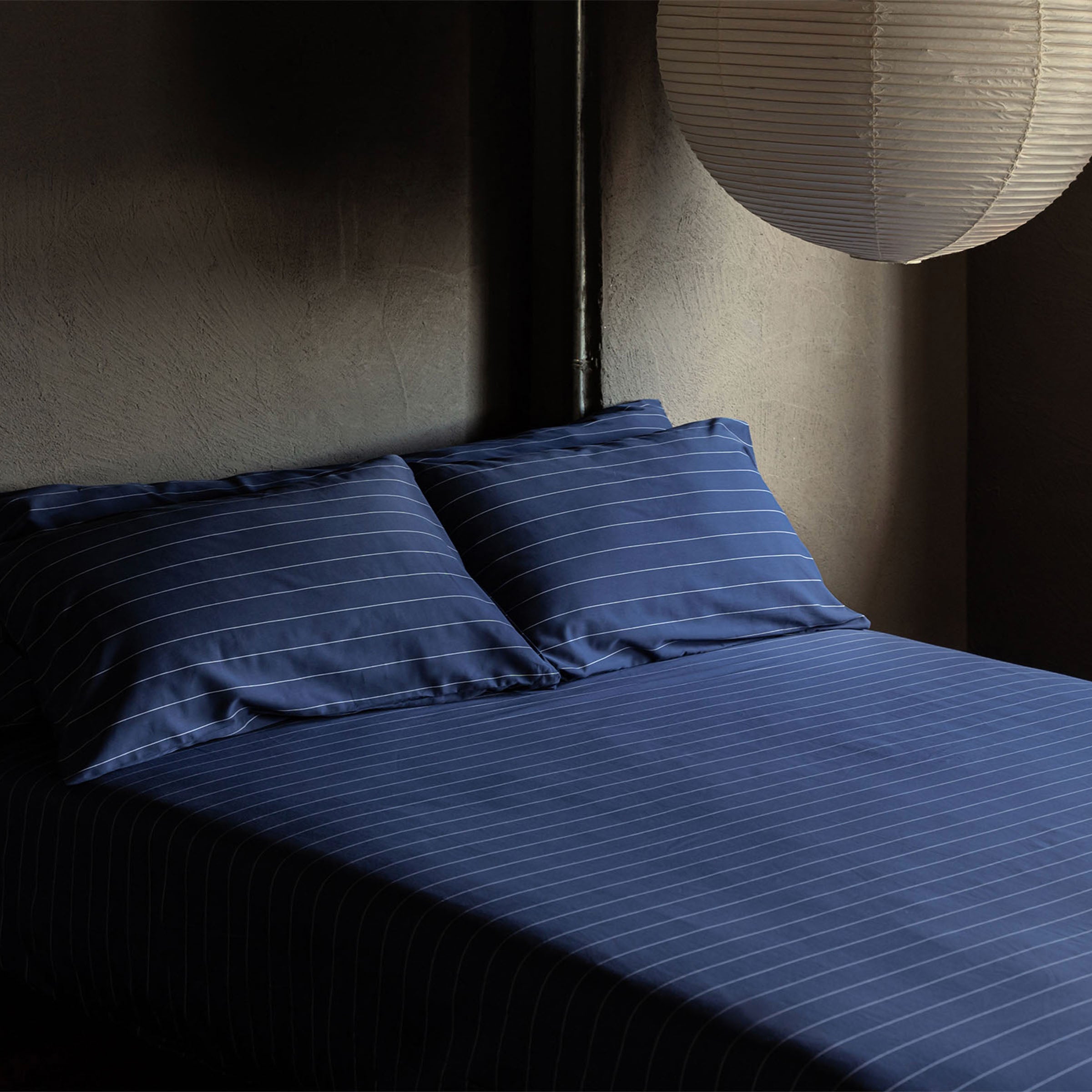 Classic Navy Pinstripes Fitted Sheet Set