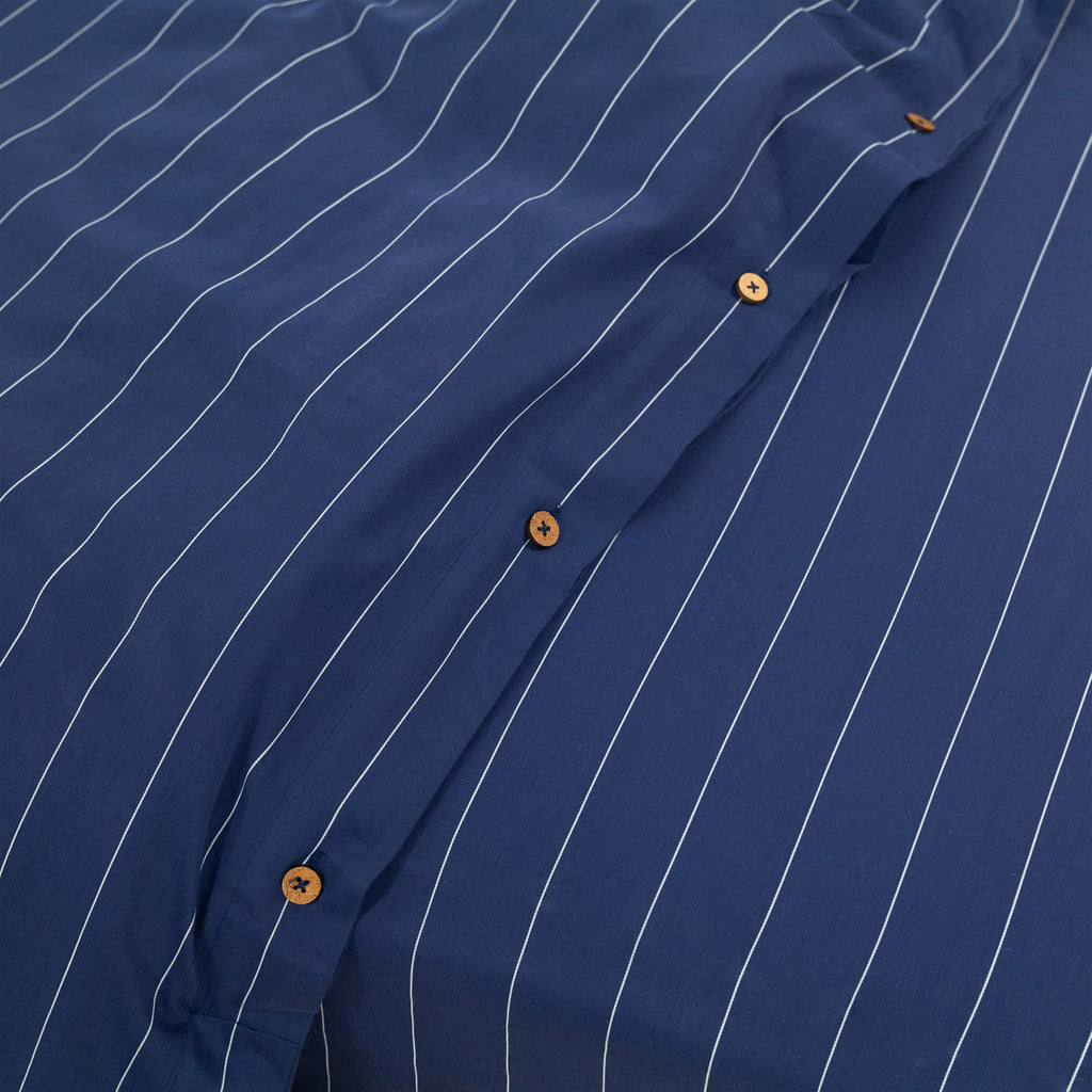 Classic Navy Pinstripes Duvet Bundle Set