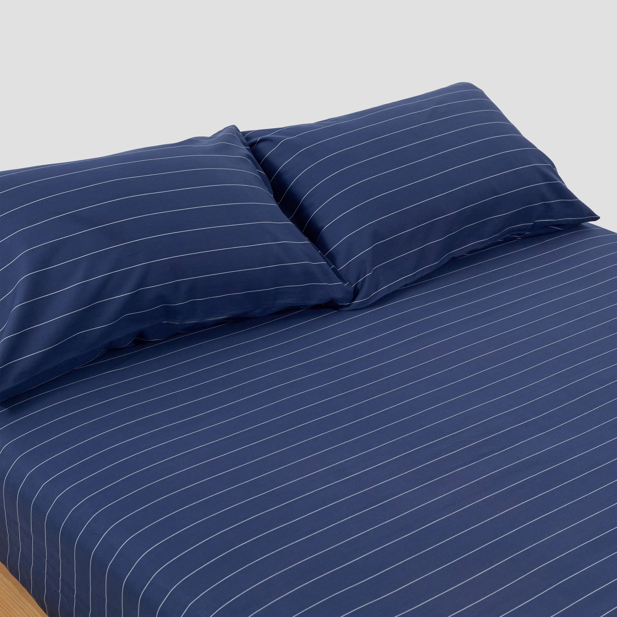 Classic Navy Pinstripes Fitted Sheet Set