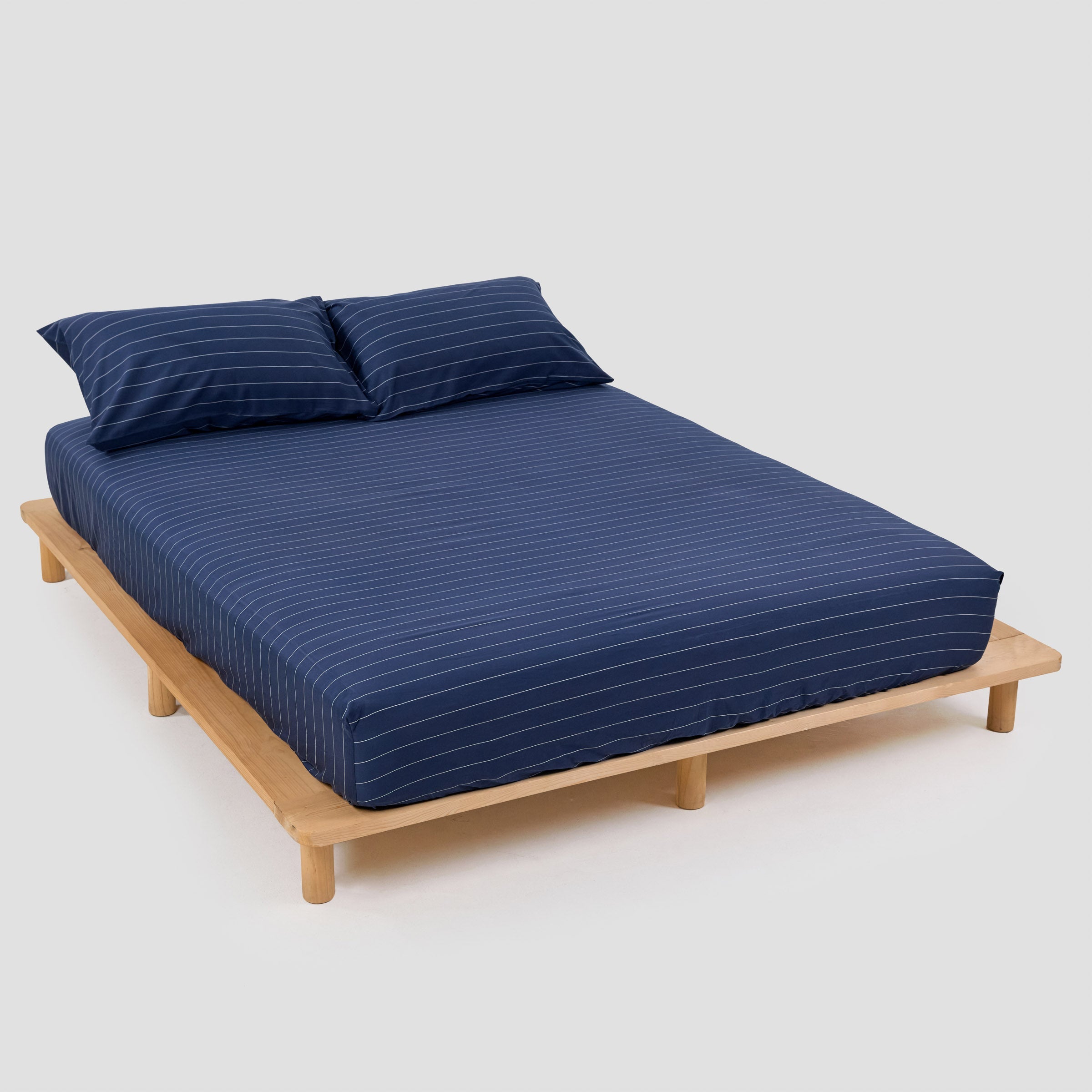 Classic Navy Pinstripes Fitted Sheet Set