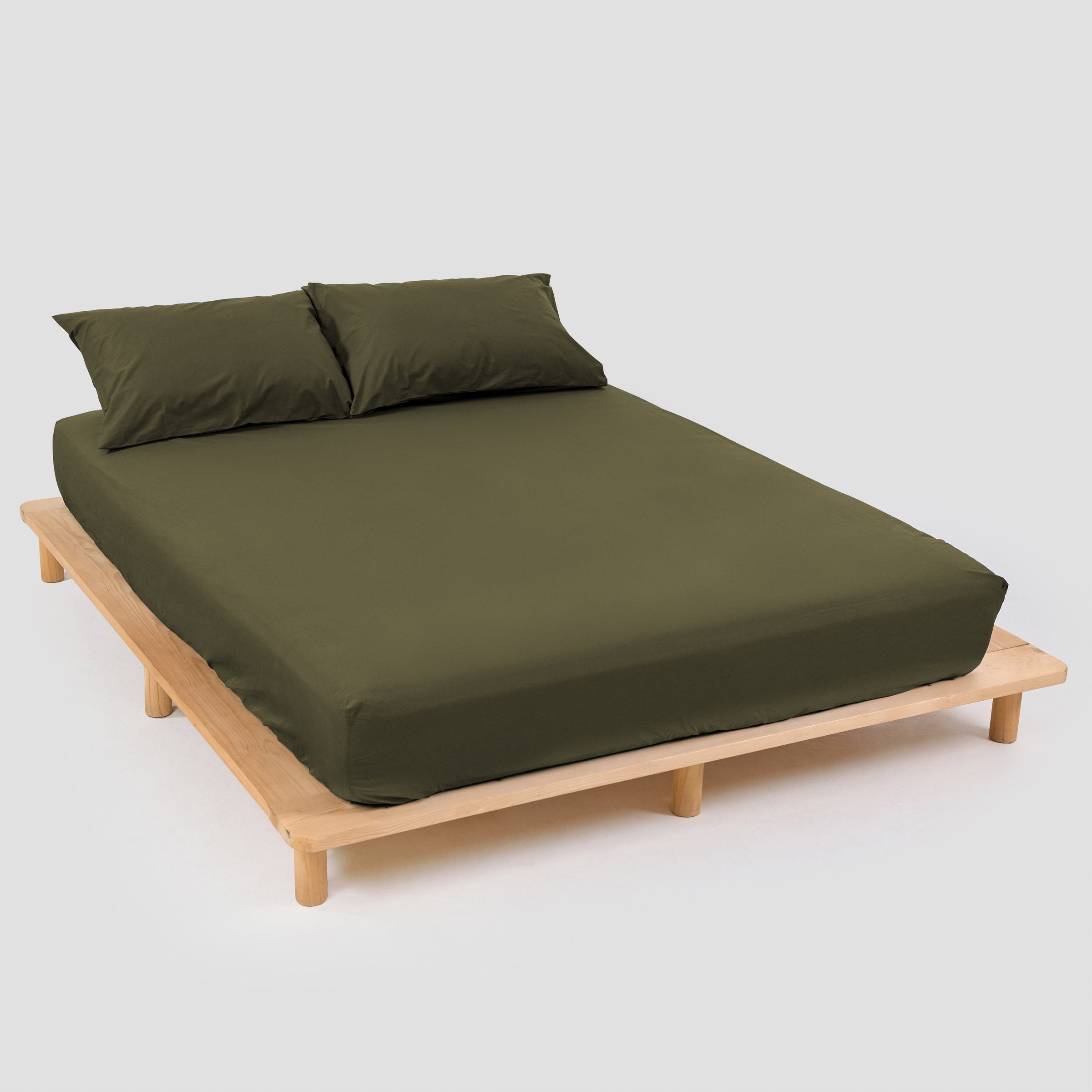Crisp Olive Fitted Sheet Set